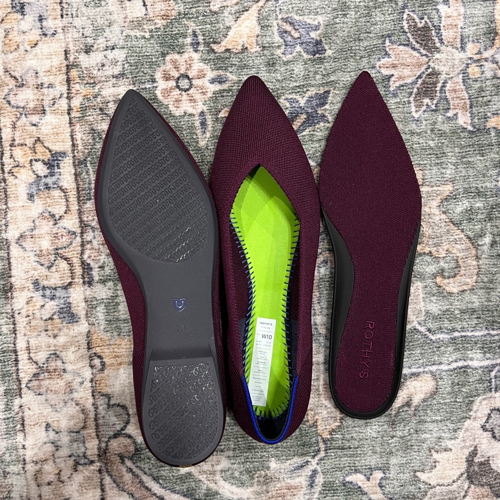 Rothy's Boysenberry Pointed Flats size 10